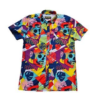 Surf Society Skull Print Button down Swimwear Large
